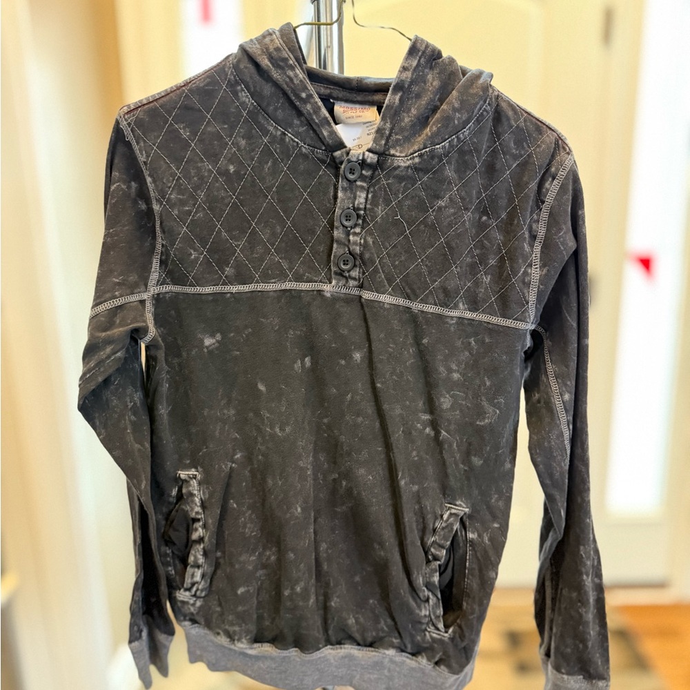 Gray Hooded Shirt with Hoodie Button Detail 12-14
